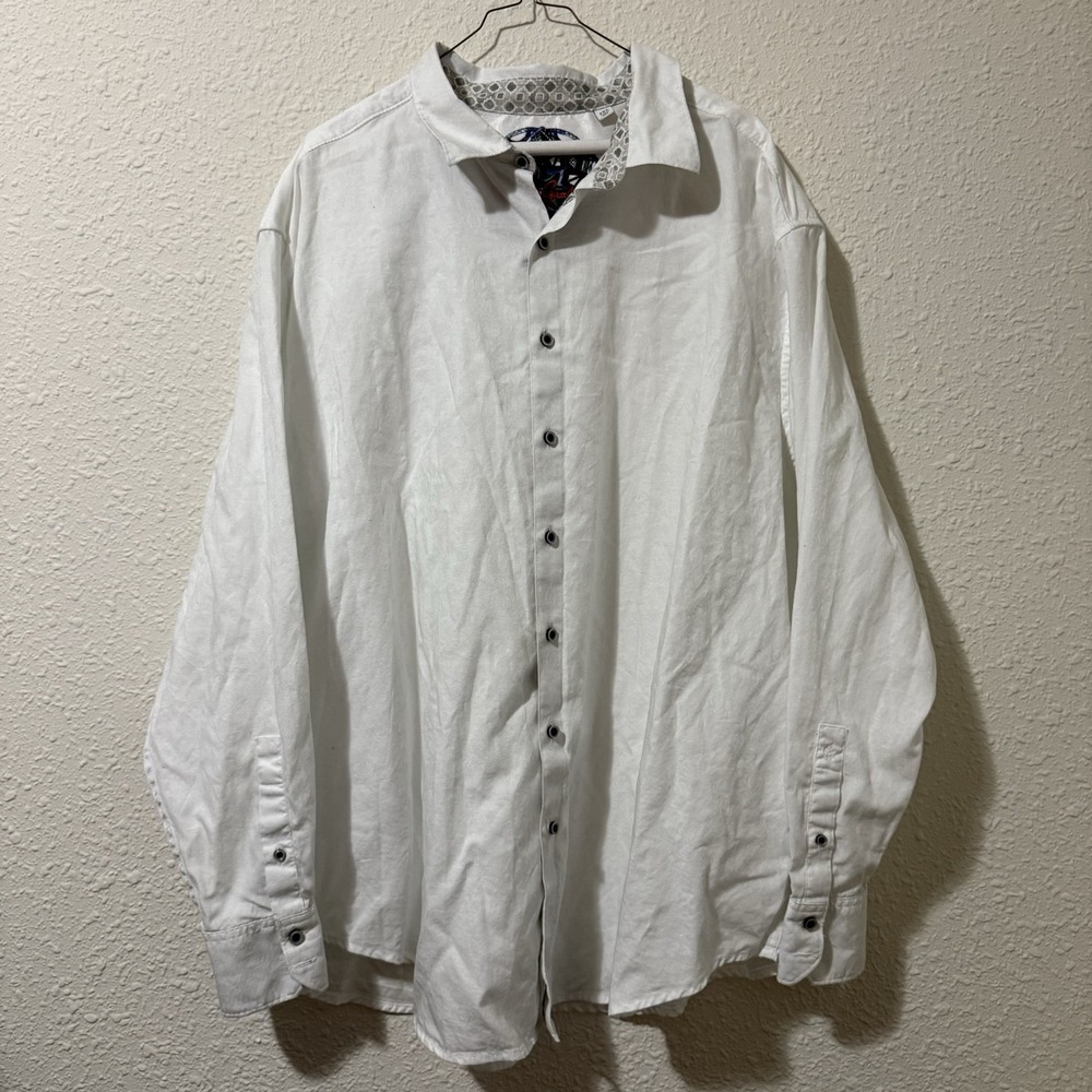 Robert Graham Shirt 3XL White Flip‎ Cuff Button Up Long Sleeve Shadow Paisley